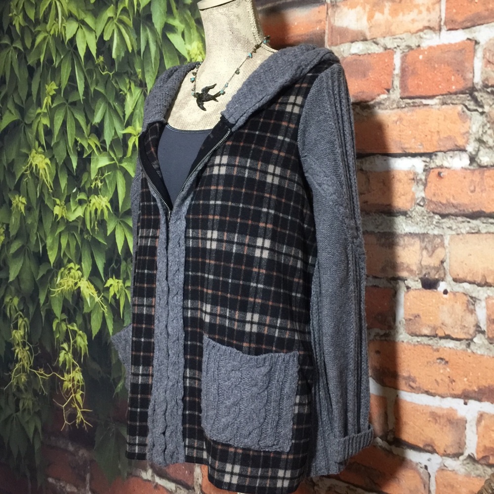 Anthro Anthropologie Moth Plaid Hoodie Jacket S